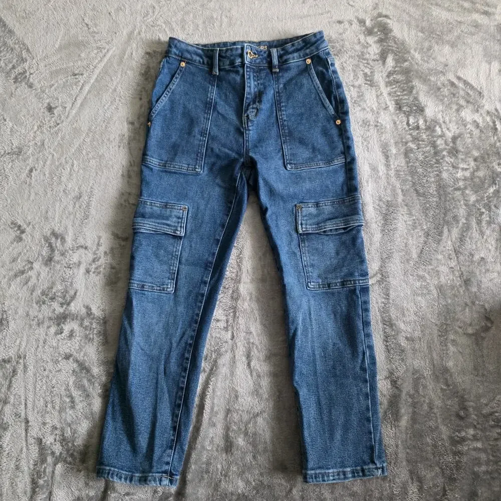 Michael Kors Cargo Skinny Jeans Women's Size 4P Blue Stretch Denim